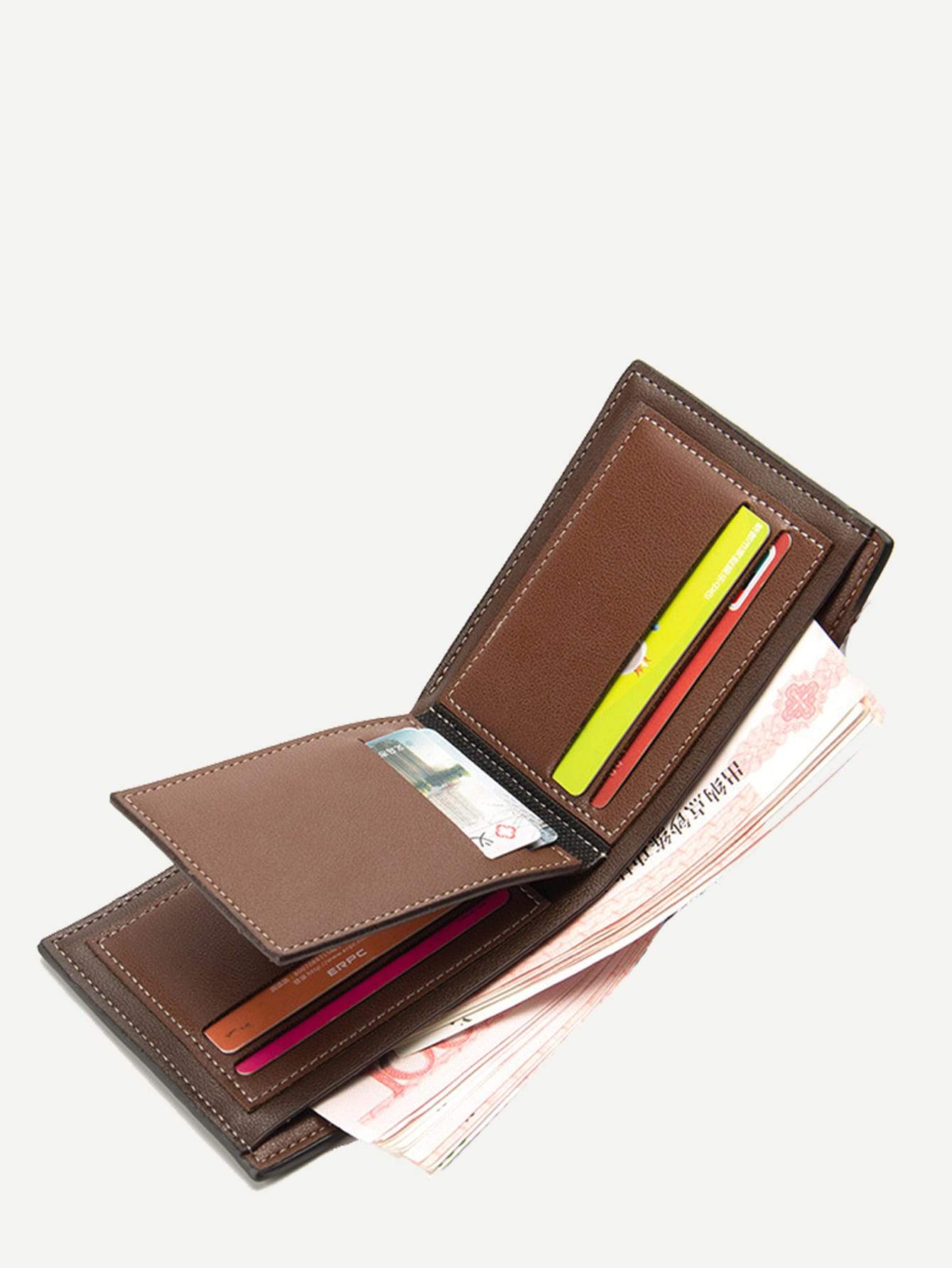 PU Leather Black Fold Over PU Wallet