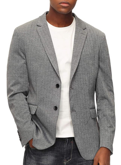Herringbone Pattern Lightweight Casual Knit Sport Coat Blazer Jacket