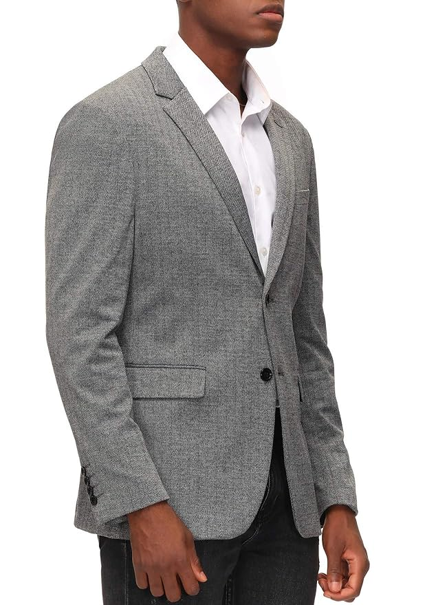 Herringbone Pattern Lightweight Casual Knit Sport Coat Blazer Jacket