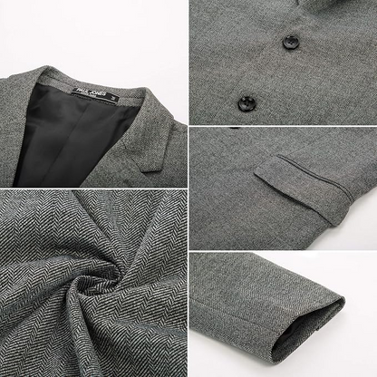 Herringbone Pattern Lightweight Casual Knit Sport Coat Blazer Jacket