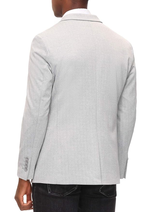 Herringbone Pattern Lightweight Casual Knit Sport Coat Blazer Jacket
