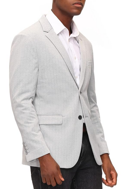 Herringbone Pattern Lightweight Casual Knit Sport Coat Blazer Jacket