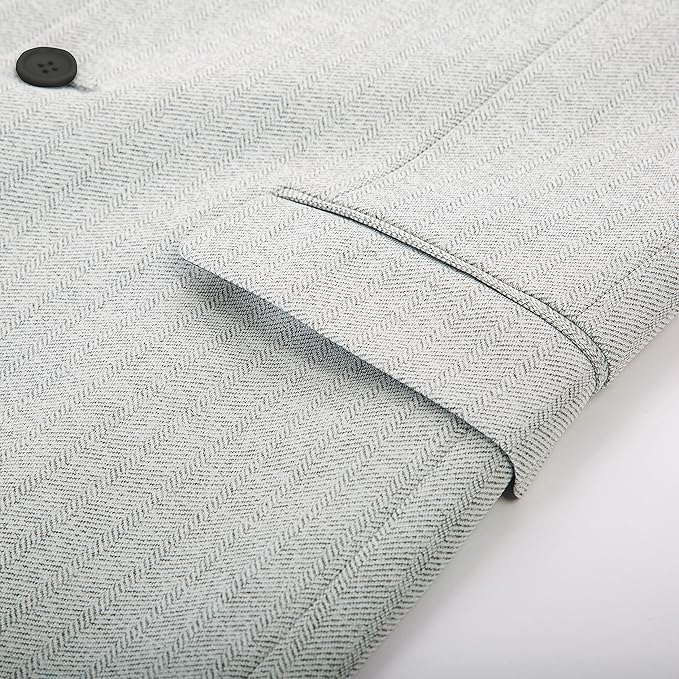 Herringbone Pattern Lightweight Casual Knit Sport Coat Blazer Jacket