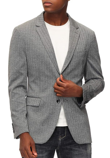 Herringbone Pattern Lightweight Casual Knit Sport Coat Blazer Jacket