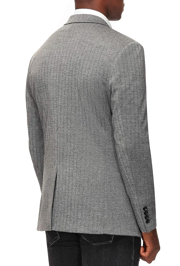 Herringbone Pattern Lightweight Casual Knit Sport Coat Blazer Jacket