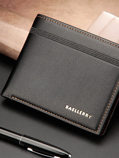 PU Leather Black Fold Over PU Wallet