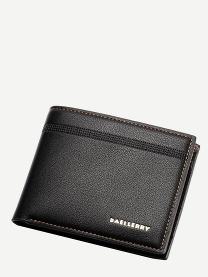 PU Leather Black Fold Over PU Wallet