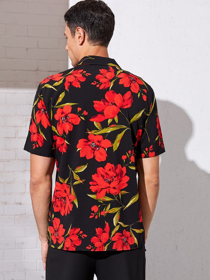 Button Front Floral Print Shirt