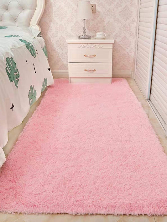 Pink Solid Plush Floor Mat