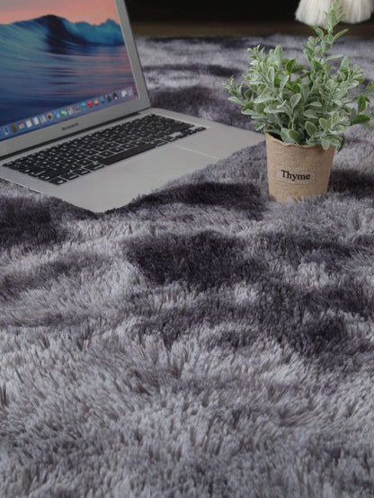 Grey Solid Faux Fur  Floor Mat
