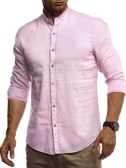 Button Front Stand Collar Shirt