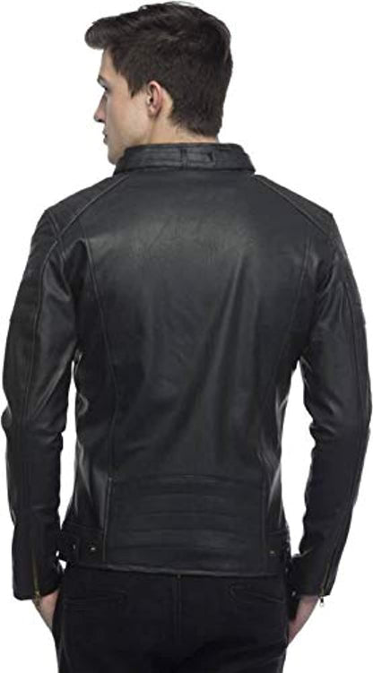 Men's Slim Fit Faux Leather Biker Jacket – Bold, Edgy & Built to Last