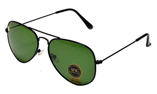 La Victorie Aviator UV Protected Unisex Black Frame Light Green Sunglasses