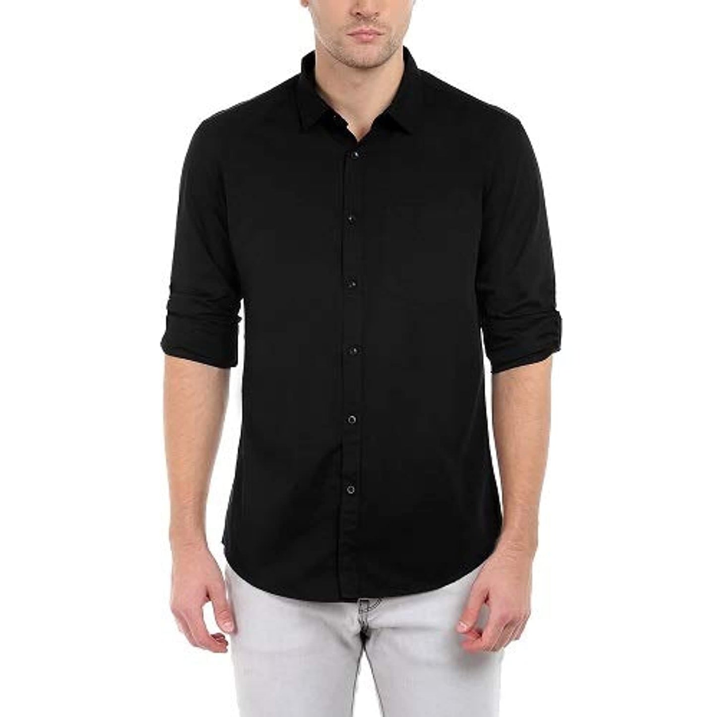 Solid Colour Cutaway Collar Slim Fit Shirt