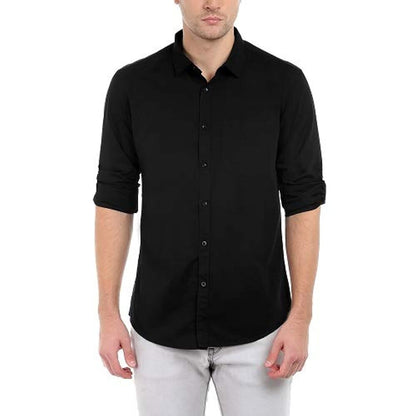 Solid Colour Cutaway Collar Slim Fit Shirt