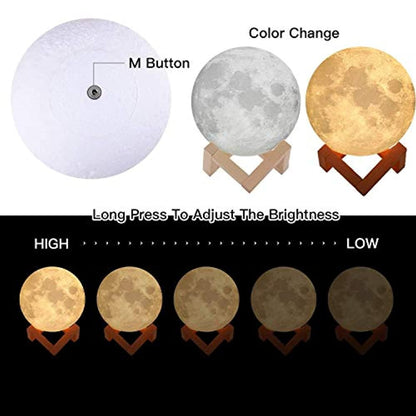 3D Lamp with Touch Control Adjust Brightness Moon Light with Stand