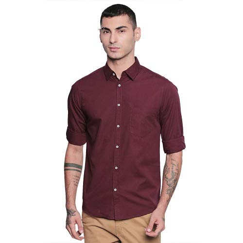 Solid Colour Cutaway Collar Slim Fit Shirt