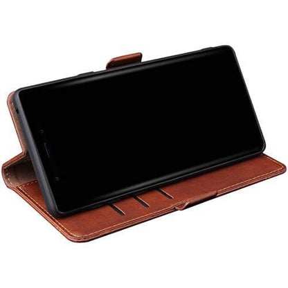 Magnetic Flip Cover for Samsung Galaxy Note 9 Leather Case Wallet Slim Book Cover with Card Slots Cash Pocket Stand Holder - Brown