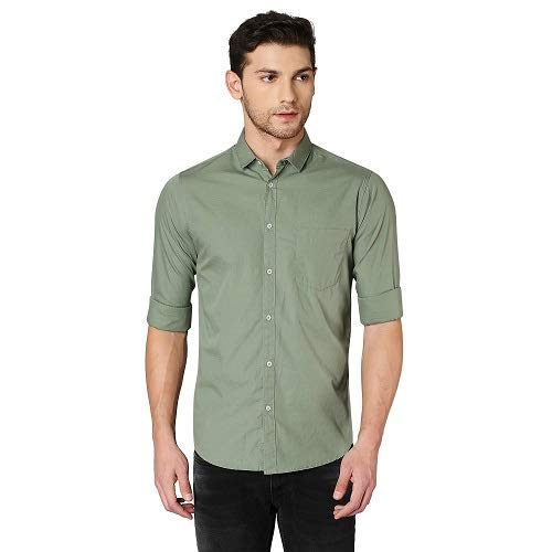 Solid Colour Cutaway Collar Slim Fit Shirt