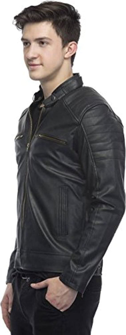 Men's Slim Fit Faux Leather Biker Jacket – Bold, Edgy & Built to Last