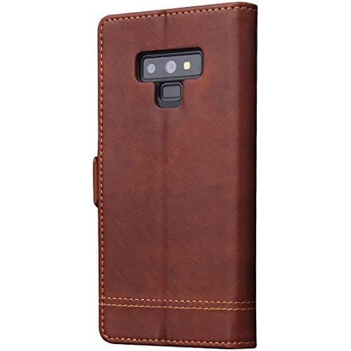 Magnetic Flip Cover for Samsung Galaxy Note 9 Leather Case Wallet Slim Book Cover with Card Slots Cash Pocket Stand Holder - Brown
