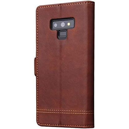 Magnetic Flip Cover for Samsung Galaxy Note 9 Leather Case Wallet Slim Book Cover with Card Slots Cash Pocket Stand Holder - Brown