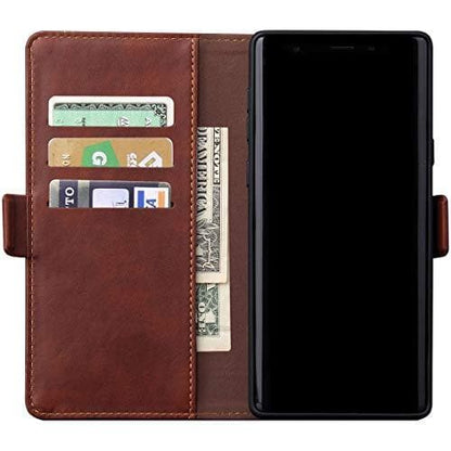 Magnetic Flip Cover for Samsung Galaxy Note 9 Leather Case Wallet Slim Book Cover with Card Slots Cash Pocket Stand Holder - Brown
