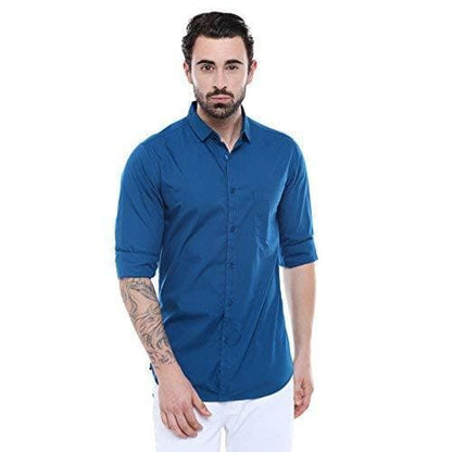Solid Colour Cutaway Collar Slim Fit Shirt