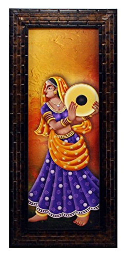 Set of 3 Rajasthani Folk Music & Dance Paintings Without Glass