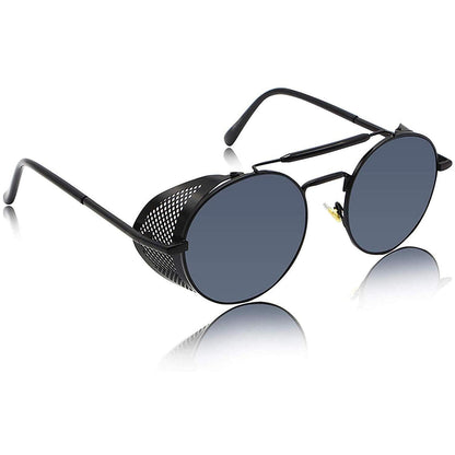 Vintage Retro Branded Side Shield Steampunk Unisex Round Sunglass