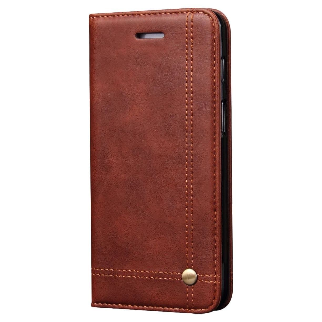 Magnetic Flip Cover for Samsung Galaxy Note 9 Leather Case Wallet Slim Book Cover with Card Slots Cash Pocket Stand Holder - Brown