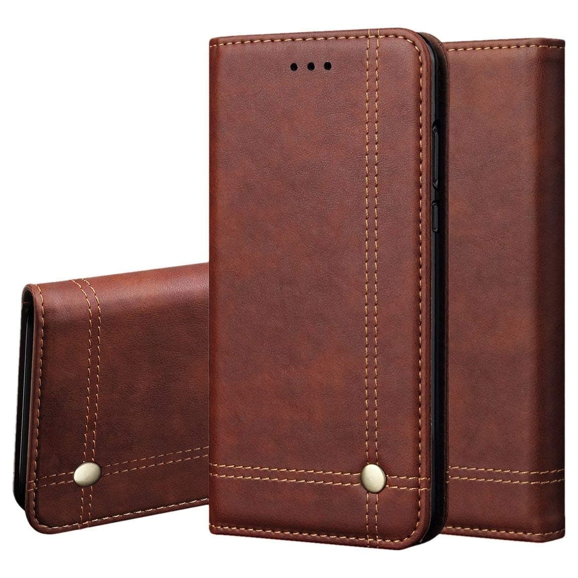 Magnetic Flip Cover for Samsung Galaxy Note 9 Leather Case Wallet Slim Book Cover with Card Slots Cash Pocket Stand Holder - Brown