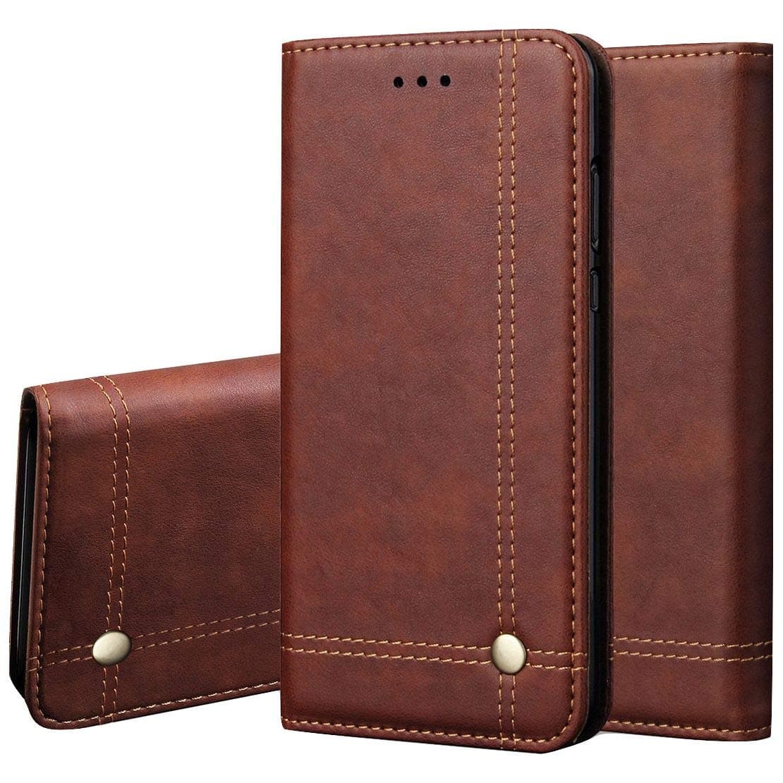 Magnetic Flip Cover for Samsung Galaxy Note 9 Leather Case Wallet Slim Book Cover with Card Slots Cash Pocket Stand Holder - Brown