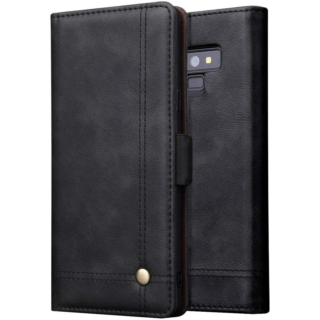 Magnetic Flip Cover for Samsung Galaxy Note 9 Leather Case Wallet Slim Book Cover with Card Slots Cash Pocket Stand Holder - Brown