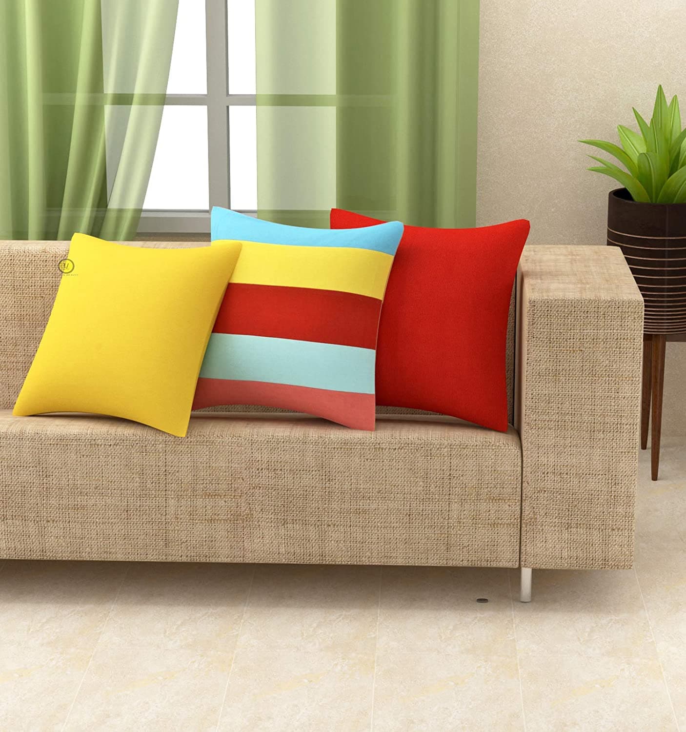 Cotton Canvas Decorative Cushion Covers 16 X 16 Inches Set of 5 & 3, Multi Colour