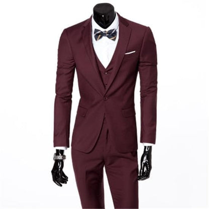Men's Three-Piece Business Suit – Coat, Waistcoat & Trousers in England Style
