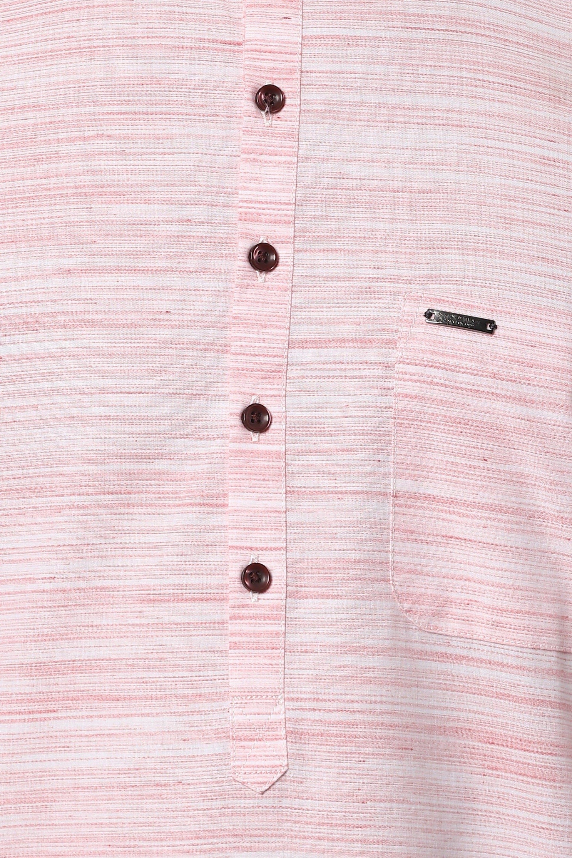 Pink Mandarin Collar Striped Straight Kurta