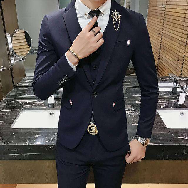 Men's Slim Fit Three-Piece Single Breasted Suit – Sharp, Classic & Versatile