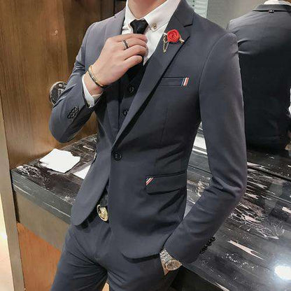 Men's Slim Fit Three-Piece Single Breasted Suit – Sharp, Classic & Versatile