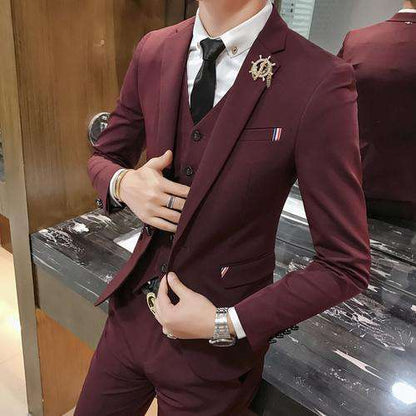Men's Slim Fit Three-Piece Single Breasted Suit – Sharp, Classic & Versatile