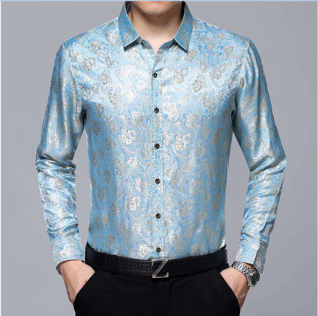 Jacquard Long Sleeve Loose Silk Shirt