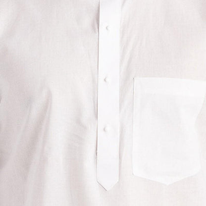 White Mandarin Neck Full Sleeve Solid Straight Kurta